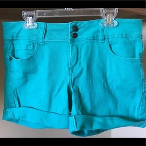 Dark teal Delia’s stretchy jean shorts, teal 5/6